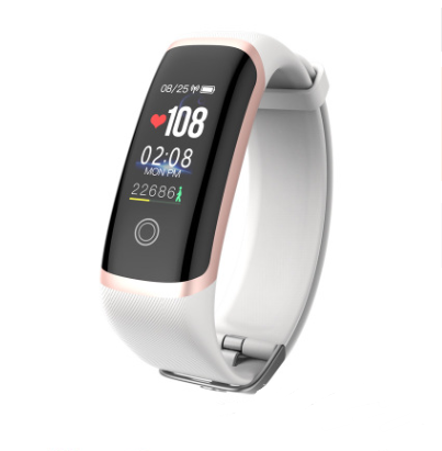 Heart Rate and Blood Pressure Monitoring Smart Watch with HD color screen and stainless steel strap, showcasing its sleek design and features.