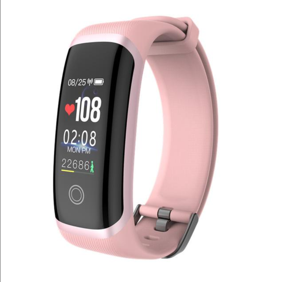 Heart Rate and Blood Pressure Monitoring Smart Watch with HD color screen and stainless steel strap, showcasing its sleek design and features.