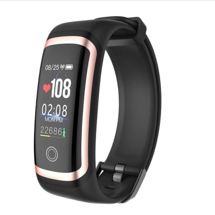 Heart Rate and Blood Pressure Monitoring Smart Watch with HD color screen and stainless steel strap, showcasing its sleek design and features.