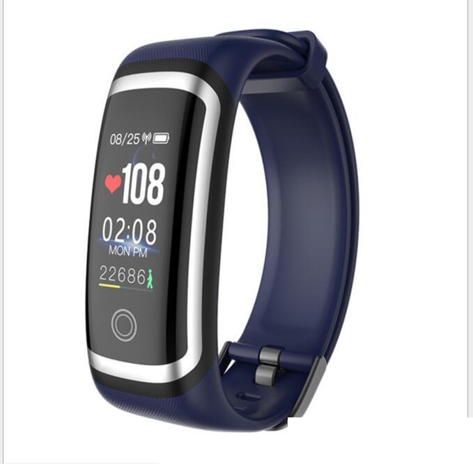 Heart Rate and Blood Pressure Monitoring Smart Watch with HD color screen and stainless steel strap, showcasing its sleek design and features.