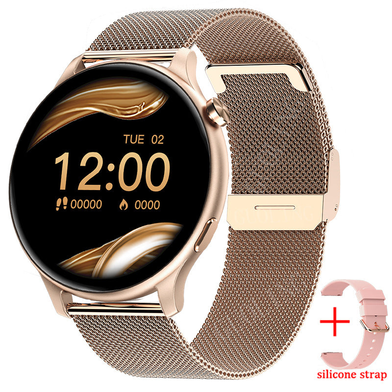 Heart Rate Blood Oxygen Monitoring Sports Watch with Bluetooth, featuring a sleek design and silicone strap, displaying health metrics on the screen.