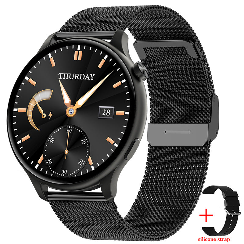 Heart Rate Blood Oxygen Monitoring Sports Watch with Bluetooth, featuring a sleek design and silicone strap, displaying health metrics on the screen.