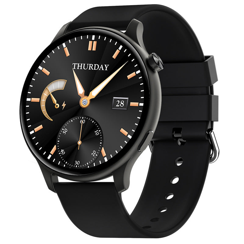 Heart Rate Blood Oxygen Monitoring Sports Watch with Bluetooth, featuring a sleek design and silicone strap, displaying health metrics on the screen.