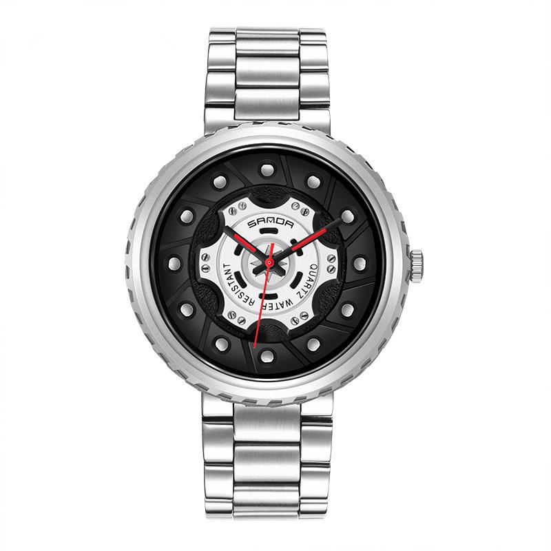 High Quality Business Quartz Watch for Men featuring a round dial, stainless steel strap, and waterproof design.