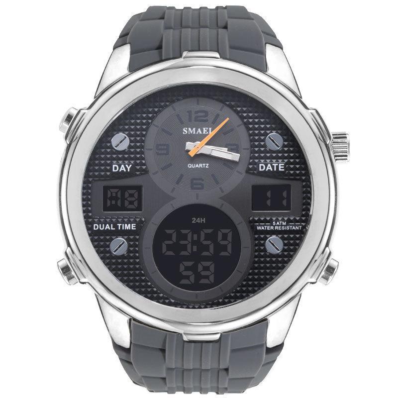 High Quality Sports Electronic Watch for Men featuring a round dial, silicone strap, and alloy case, designed for durability and style.