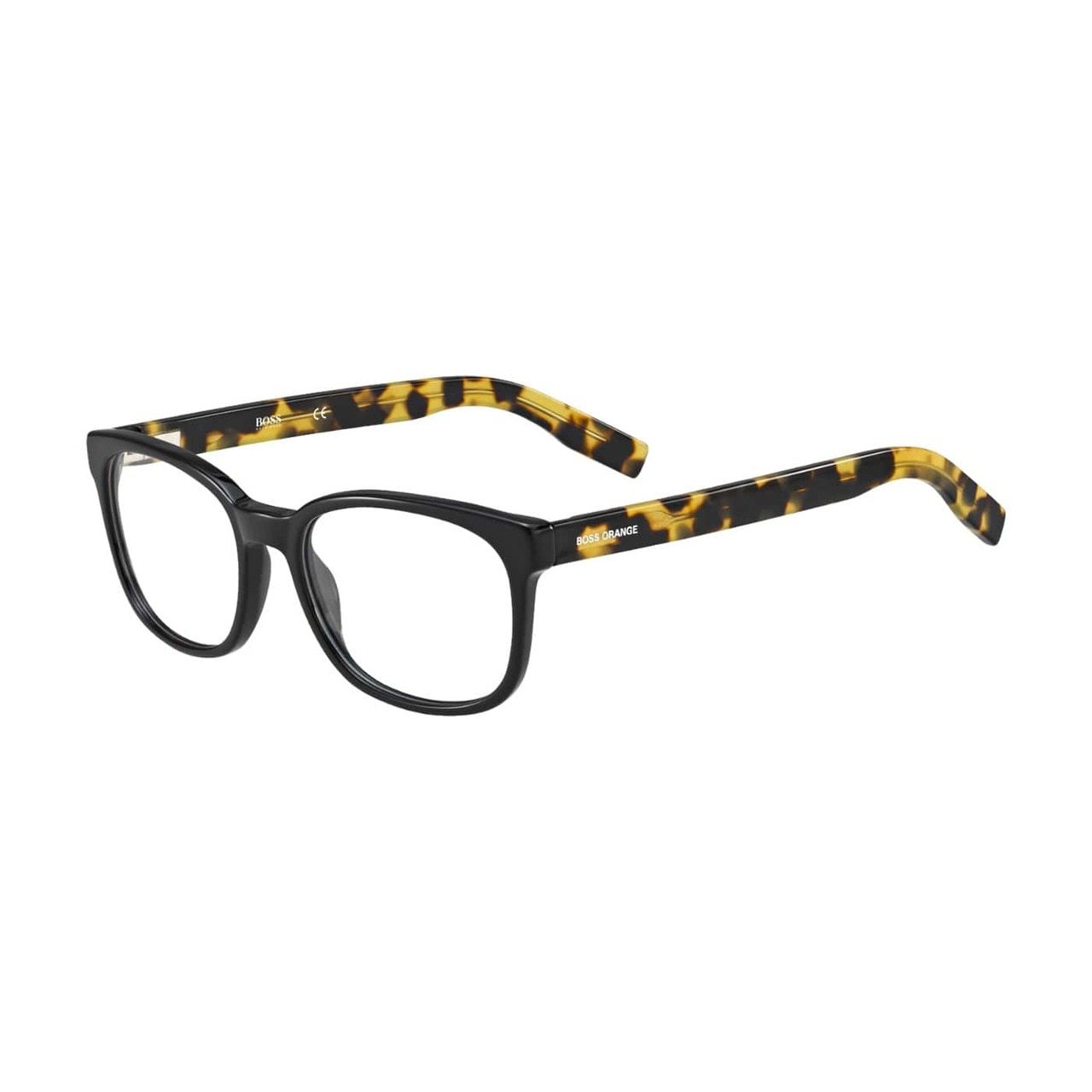 Hugo Boss Orange BO0215-Y5Q Havana Black Square Men's Acetate Eyeglasses showcasing a stylish square frame in a sophisticated color.