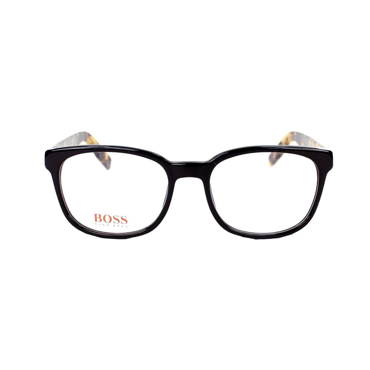 Hugo Boss Orange BO0215-Y5Q Havana Black Square Men's Acetate Eyeglasses showcasing a stylish square frame in a sophisticated color.