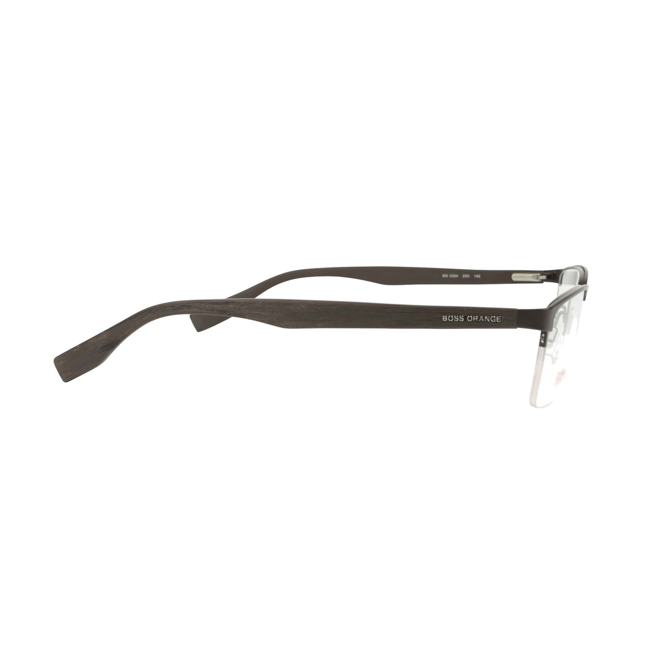 Hugo Boss Orange BO0324-2X0 Matte Brown Wood Rectangular Men's Stainless Steel Eyeglasses showcasing a stylish design and elegant finish.