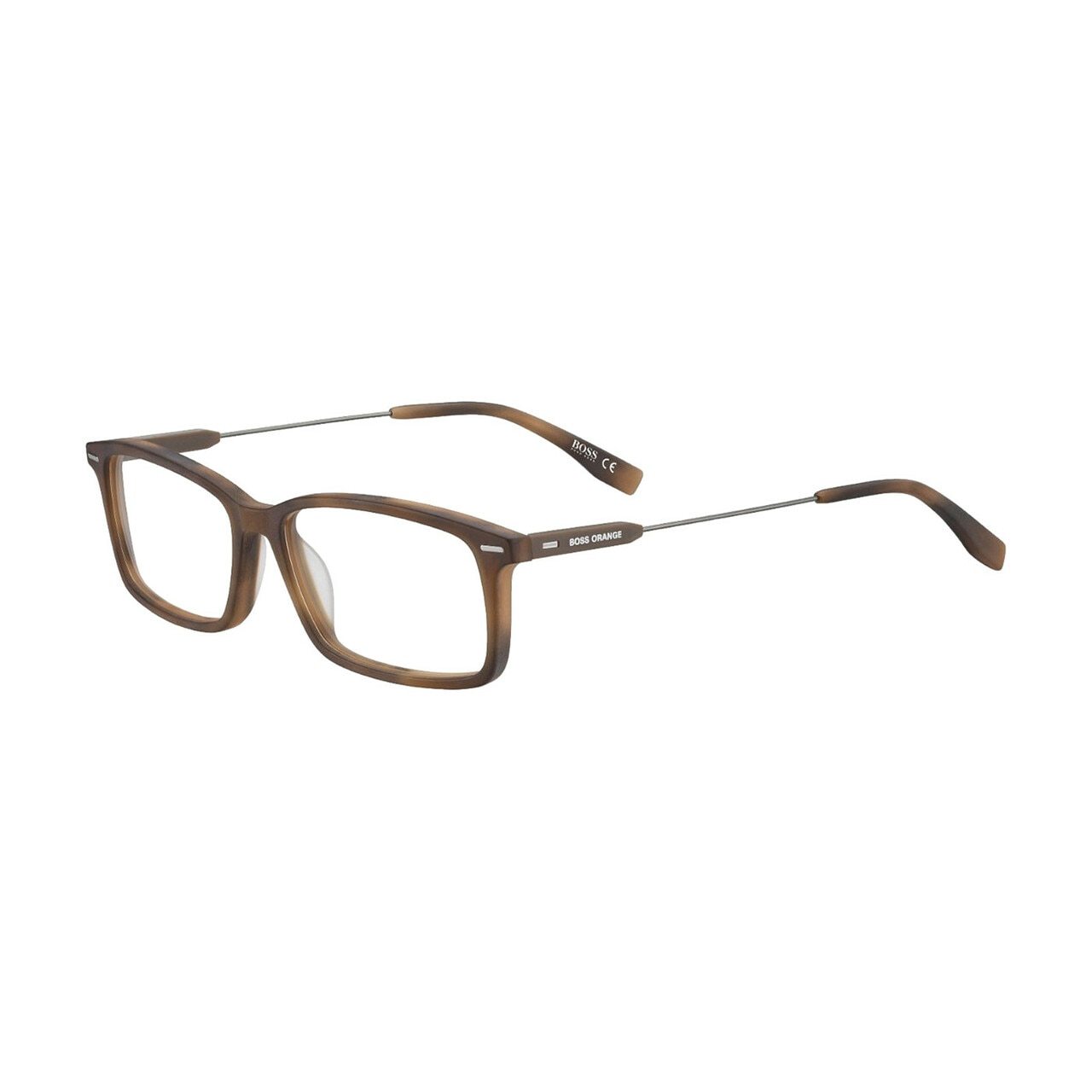 Hugo Boss Orange BO0334-HGC Brown Havana Square Men's Acetate Eyeglasses showcasing a stylish full-rim design and square lenses.