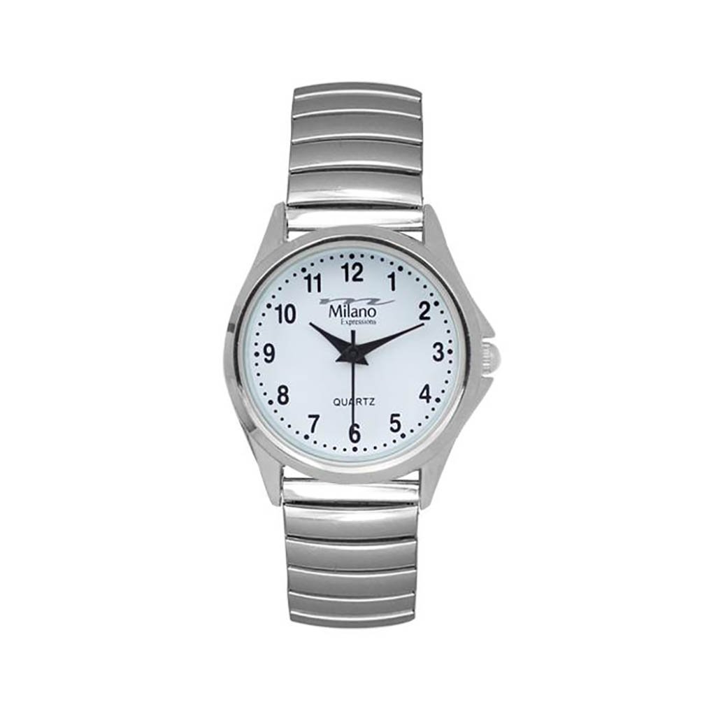 Idaho City Silver Flex Band Watch with white dial, showcasing its elegant design and durable materials.