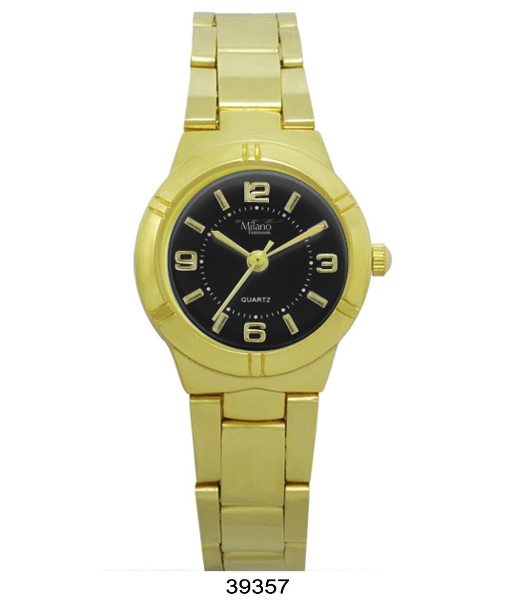 Kaneohe Gold Metal Band Watch with Black Dial, showcasing elegant design and durable alloy materials.