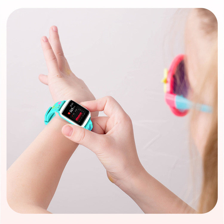 Kid's Smart Watch featuring heart rate monitoring, sleep tracking, and a colorful TPU wristband, designed for children.