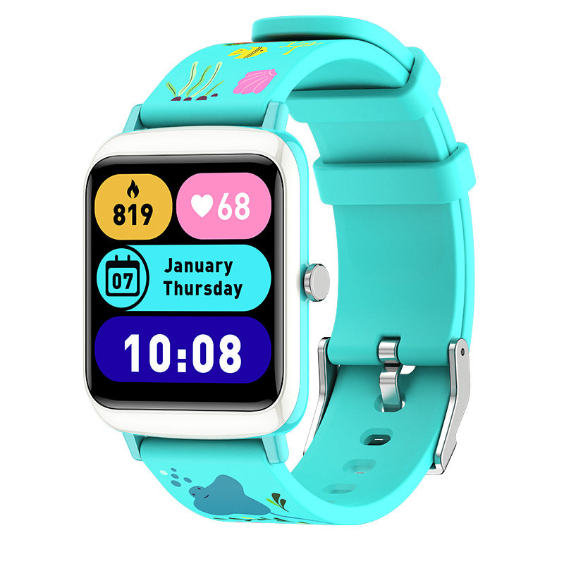 Kid's Smart Watch featuring heart rate monitoring, sleep tracking, and a colorful TPU wristband, designed for children.