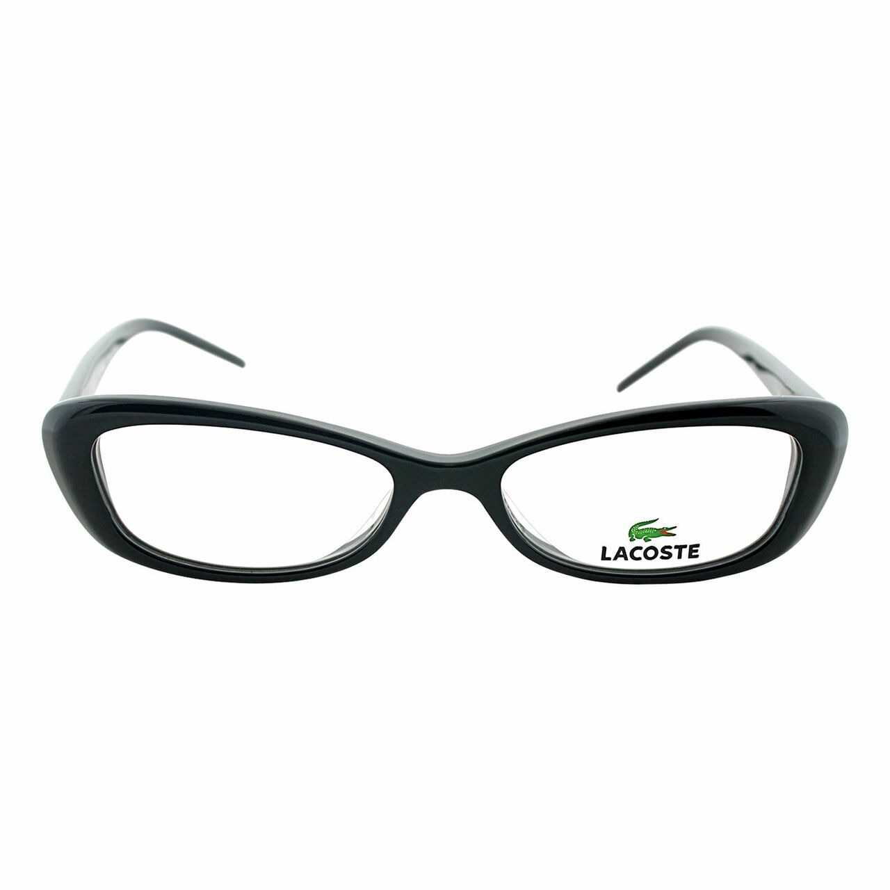 Lacoste L2611-001 Black Cat Eye Women's Plastic Eyeglasses with a stylish black frame and cat eye shape.