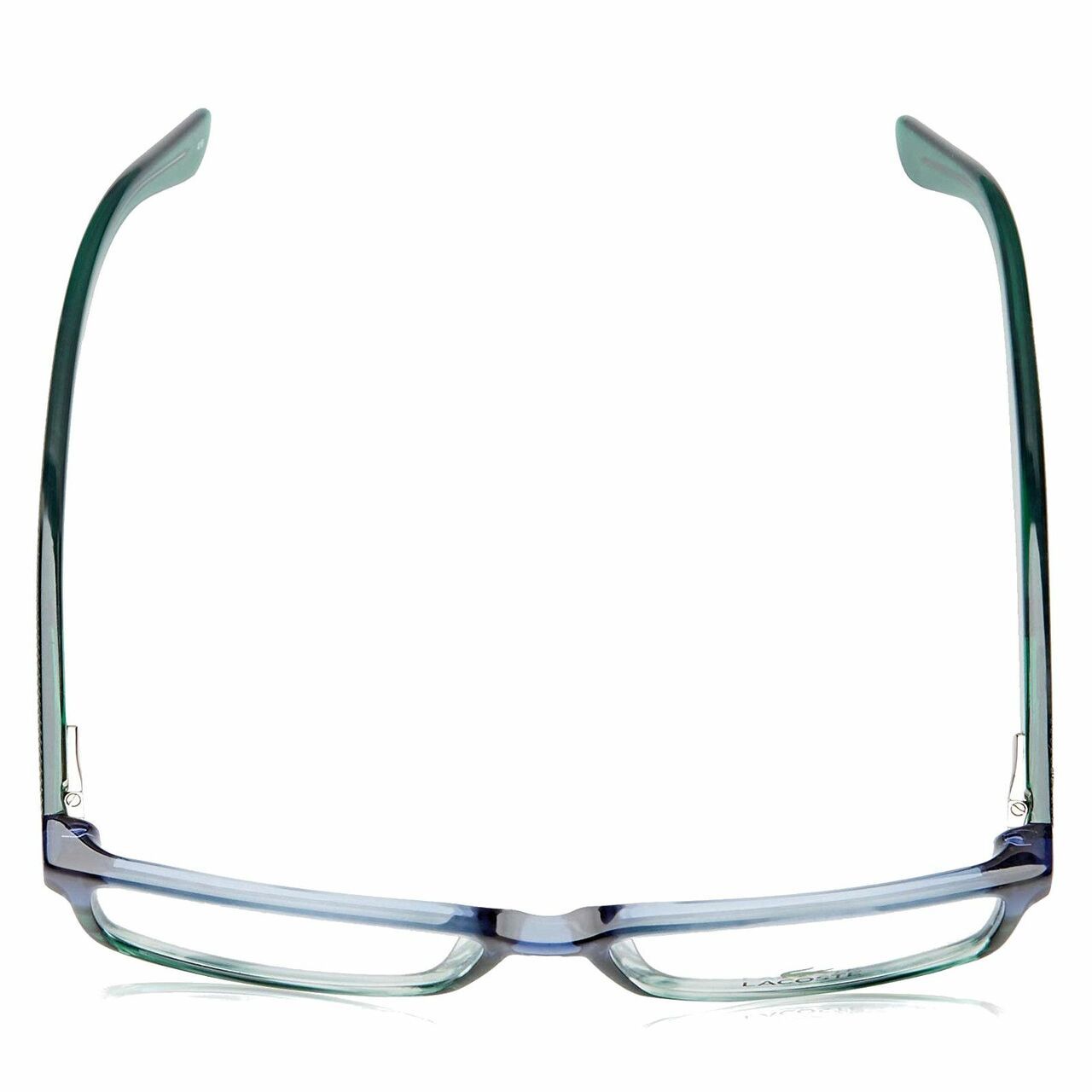 Lacoste L2685-421 Blue Green Rectangular Unisex Plastic Eyeglasses with iconic crocodile logo and full rim design.