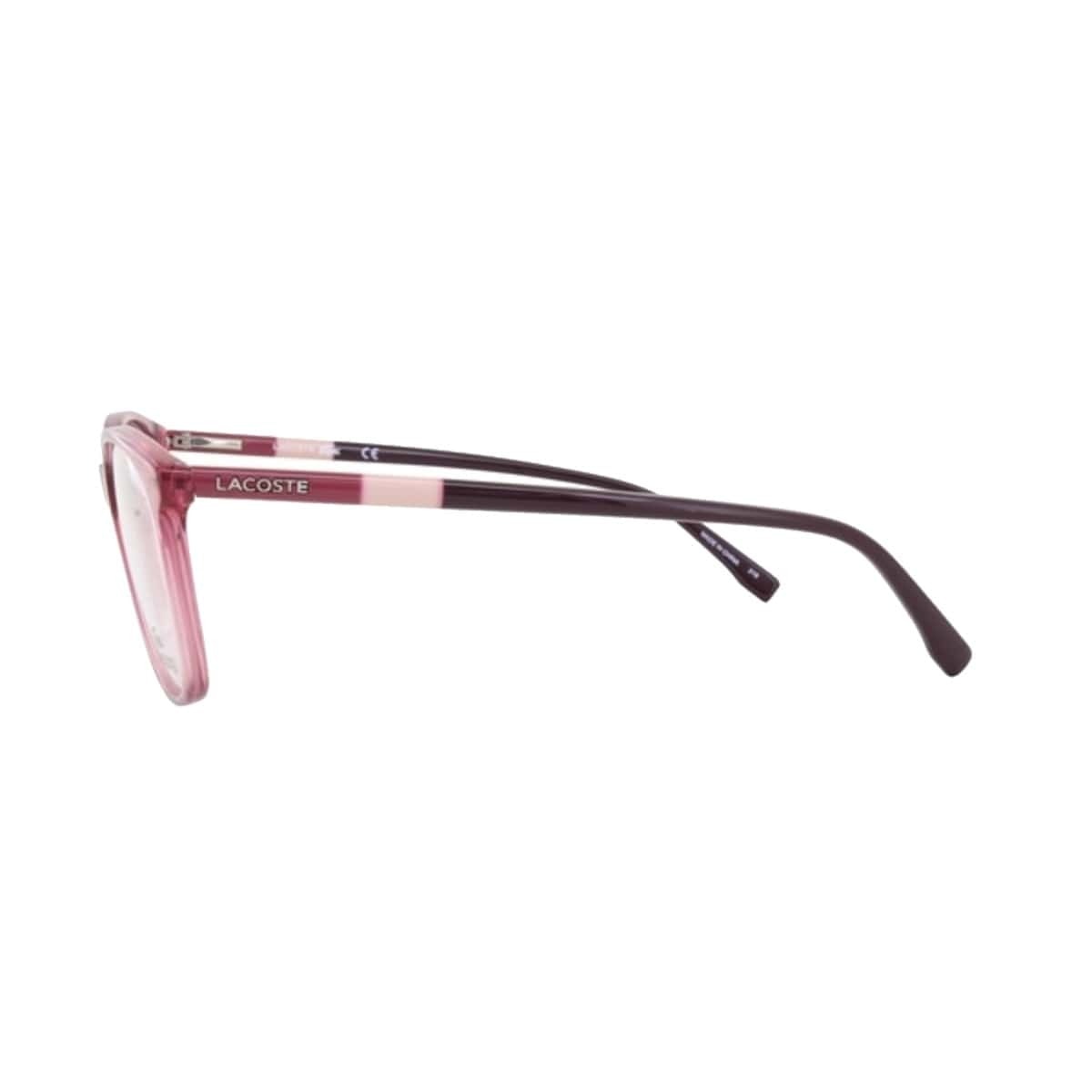 Lacoste L2770-662 Rose Square Unisex Acetate Eyeglasses showcasing a stylish rose-colored frame with square lenses.