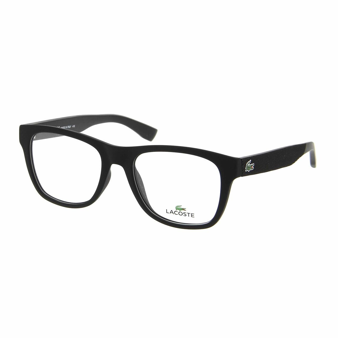 Lacoste L2766-001 Matte Black Square Unisex Plastic Eyeglasses with a stylish full-rim design.