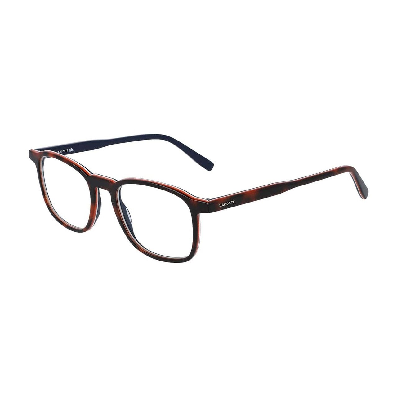 Lacoste L2845-214 Havana Orange Square Unisex Acetate Eyeglasses showcasing a stylish full-rim design in vibrant orange color.