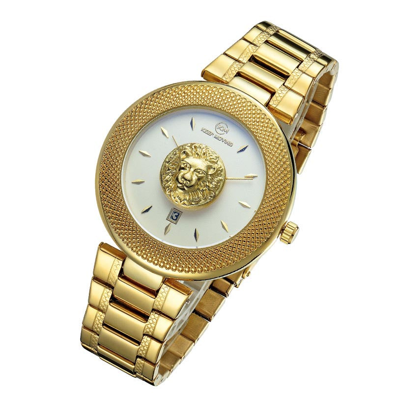 Ladies Quartz Belt Steel Band Watch featuring a stainless steel band, round dial, and spiral crown, perfect for stylish and practical wear.