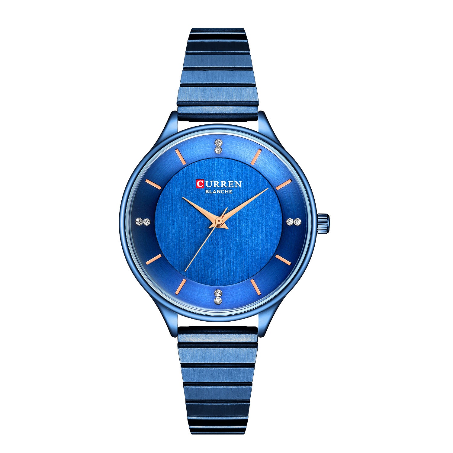 Ladies Steel Band Quartz Pointer Casual Watch with a round dial and stainless steel band, showcasing elegance and style.