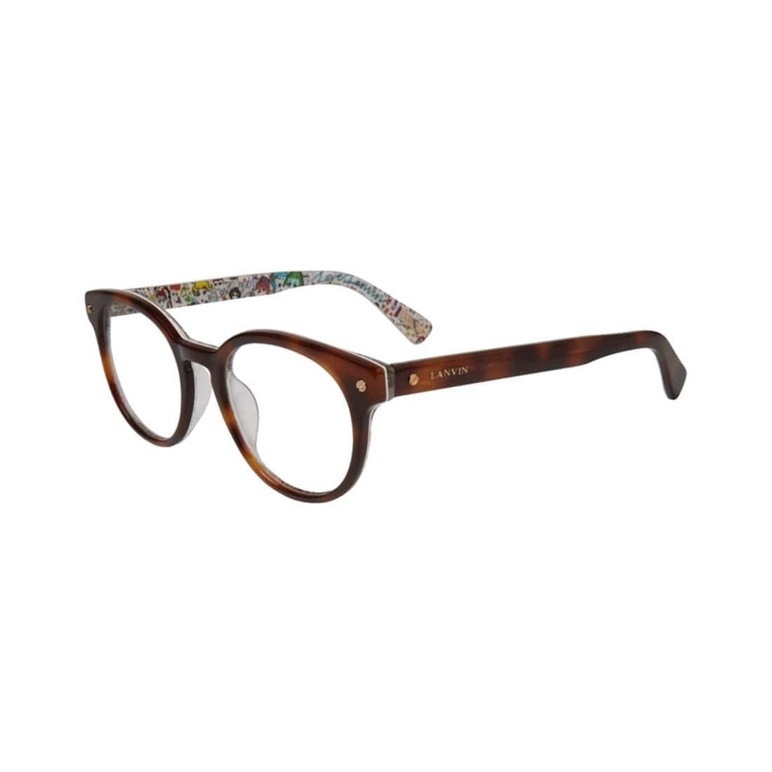 Lanvin VLN 679V-0APC Mink Shiny Pattern Round Women's Acetate Eyeglasses showcasing a stylish full-rim design and round shape.