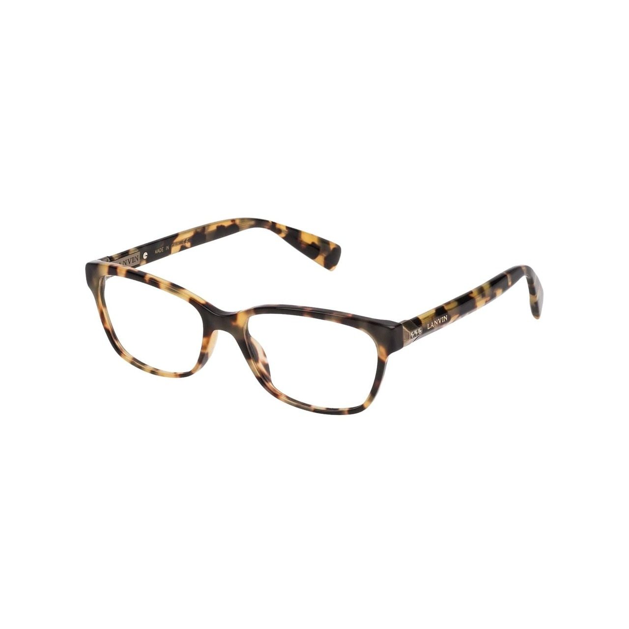 Lanvin VLN 706S-0777 Brown Honey Havana rectangular women's acetate eyeglasses showcasing a stylish full-rim design.