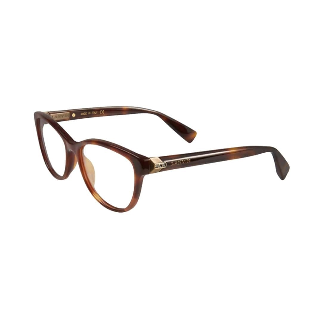 Lanvin VLN 707S-0752 Tortoise Cat-Eye Women's Acetate Eyeglasses showcasing a stylish tortoise frame and cat-eye lens shape.