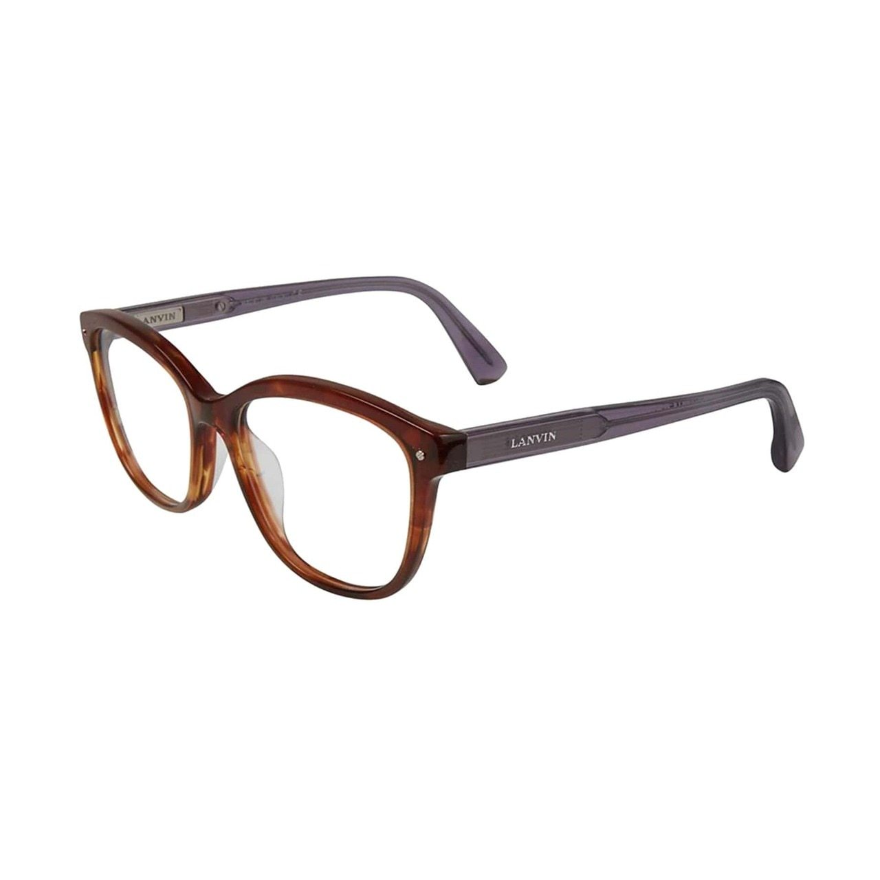 Lanvin VLN 716M-6HNY Stripe Brown Square Women's Acetate Eyeglasses showcasing a stylish full-rim design in a rich brown color.