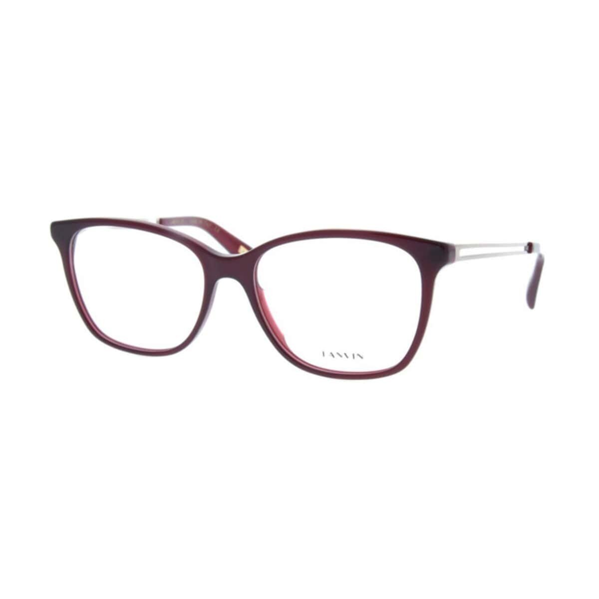 Lanvin VLN 763-099N Burgundy Square Women's Acetate Eyeglasses showcasing a stylish full-rim design in a rich burgundy color.