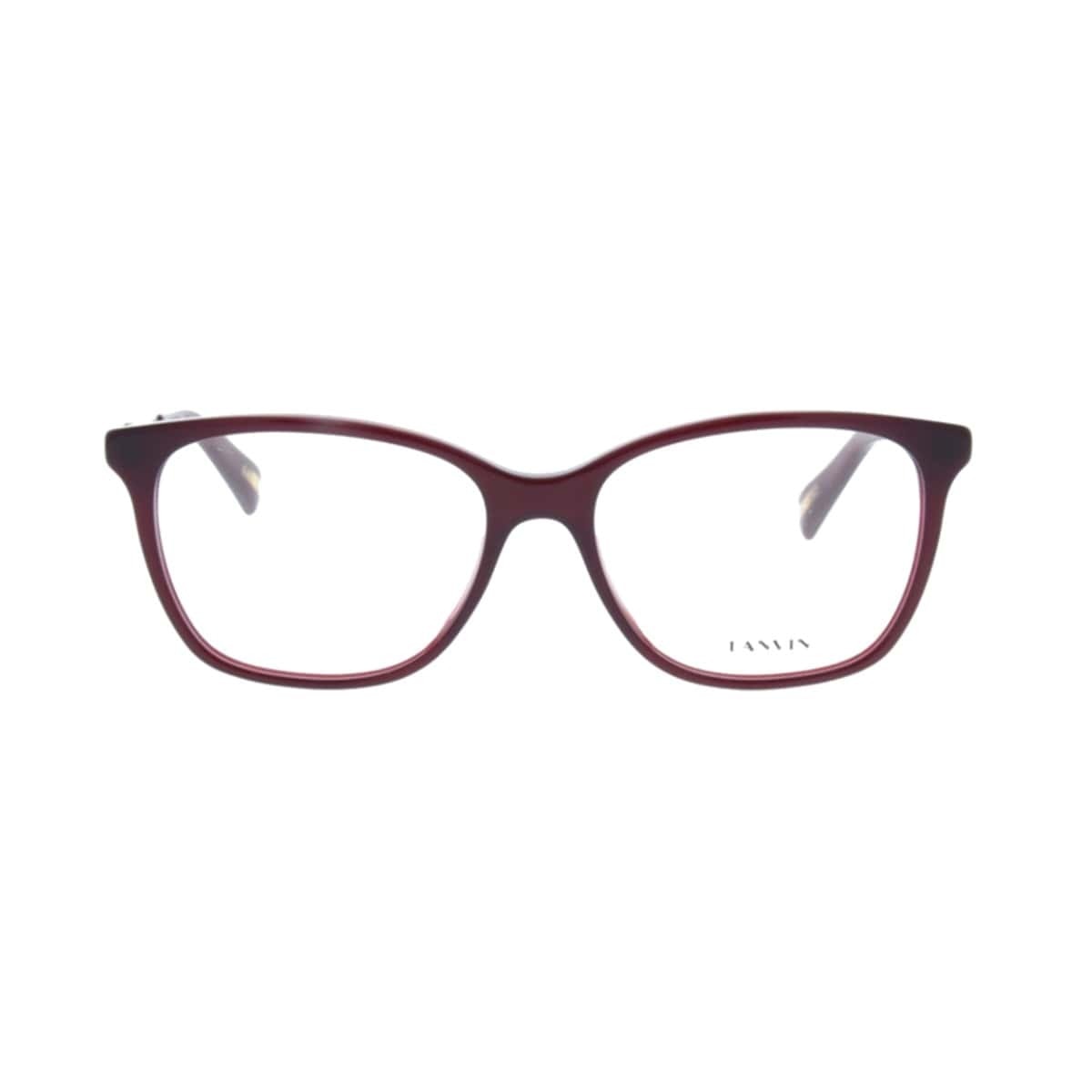 Lanvin VLN 763-099N Burgundy Square Women's Acetate Eyeglasses showcasing a stylish full-rim design in a rich burgundy color.