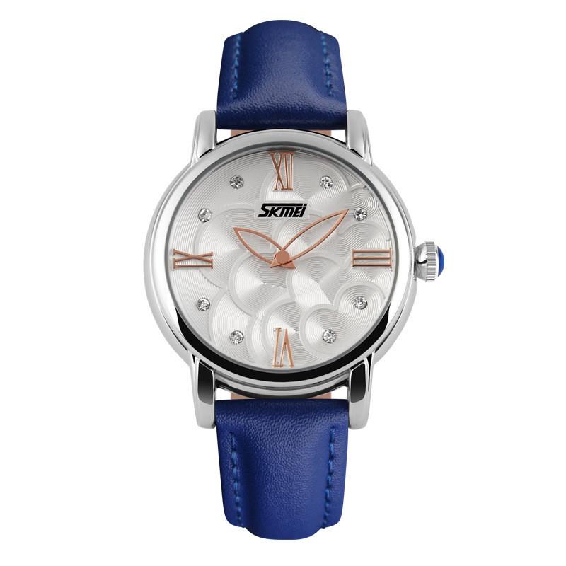 Elegant leather waterproof quartz watch for ladies with a stylish design and durable materials.