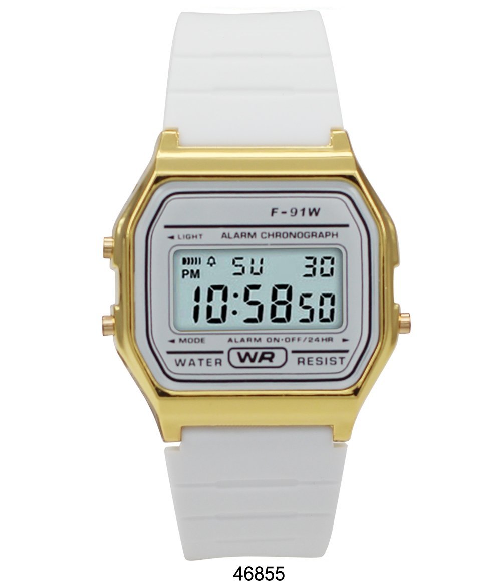 Livermore sporty white silicon digital watch with LCD display and plastic case.