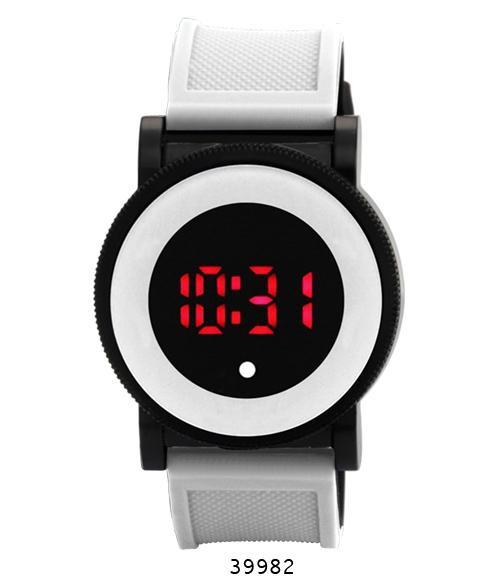 Lubbock LED Touch Screen Watch with white rubber strap and alloy case, showcasing a modern design.