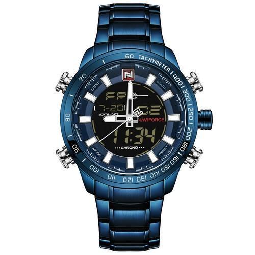 Luminous Electronic Quartz Watch for Men with stainless steel strap and round dial, showcasing luminous features and a stylish design.