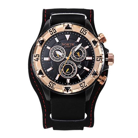 Luxury Brand Stainless Steel Quartz Wristwatch for Men with leather band and round dial, showcasing elegant design and features.