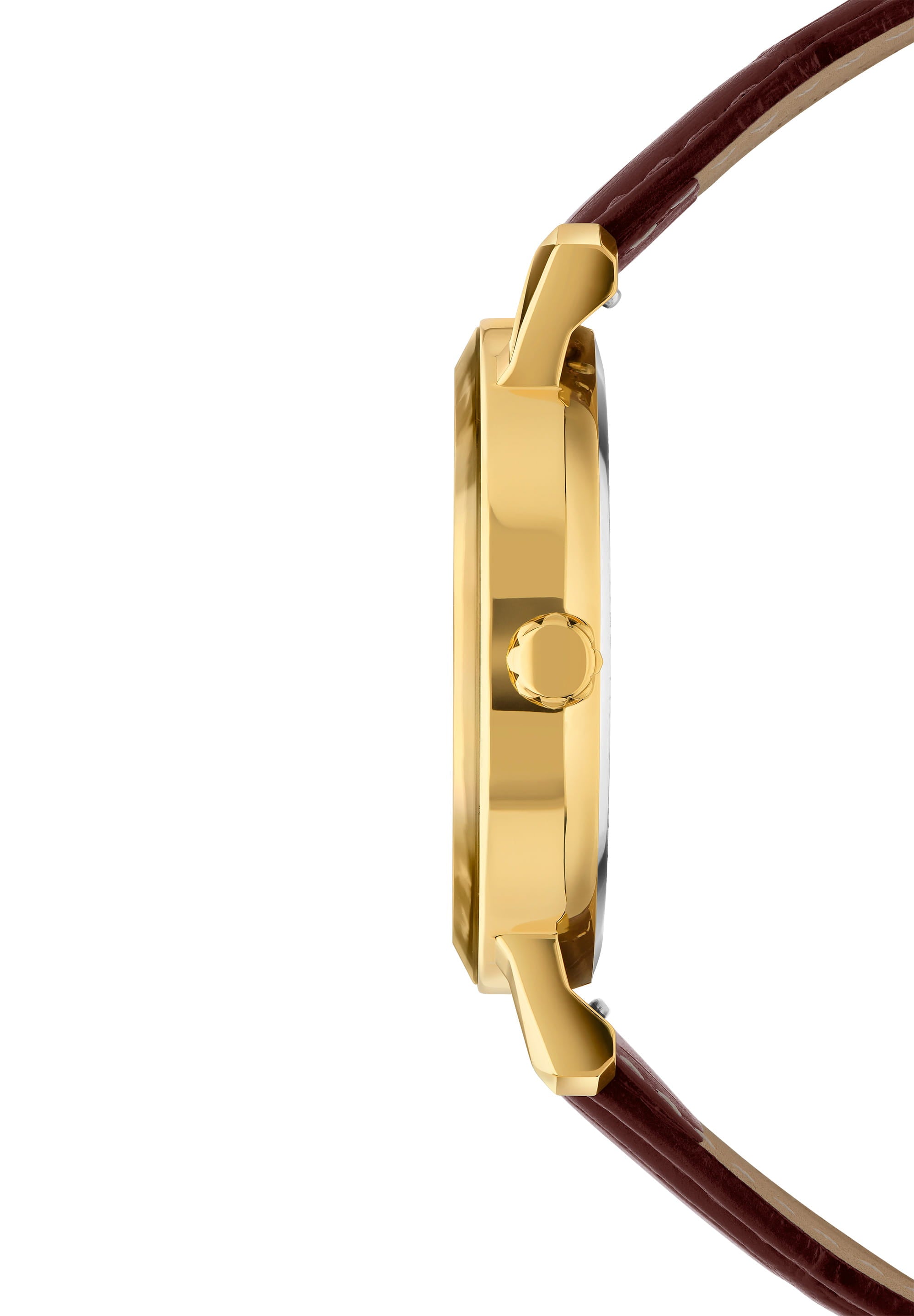 Magno Swiss Men's Watch J4.541.L featuring a burgundy sunray dial, gold-tone markers, and a premium leather strap.