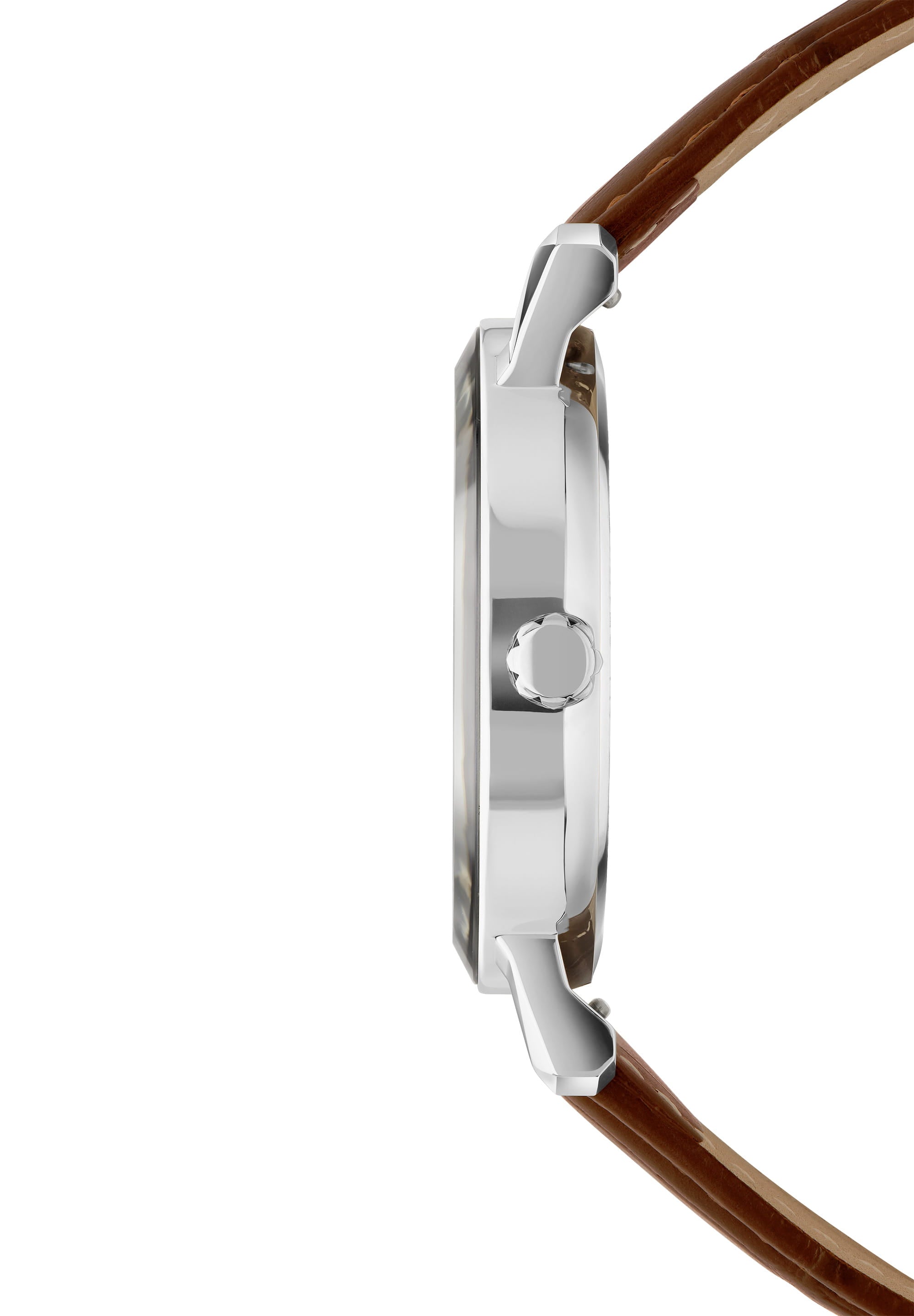 Magno Swiss Men's Watch J4.568.L featuring a pale green dial, stainless steel case, and brown leather strap.