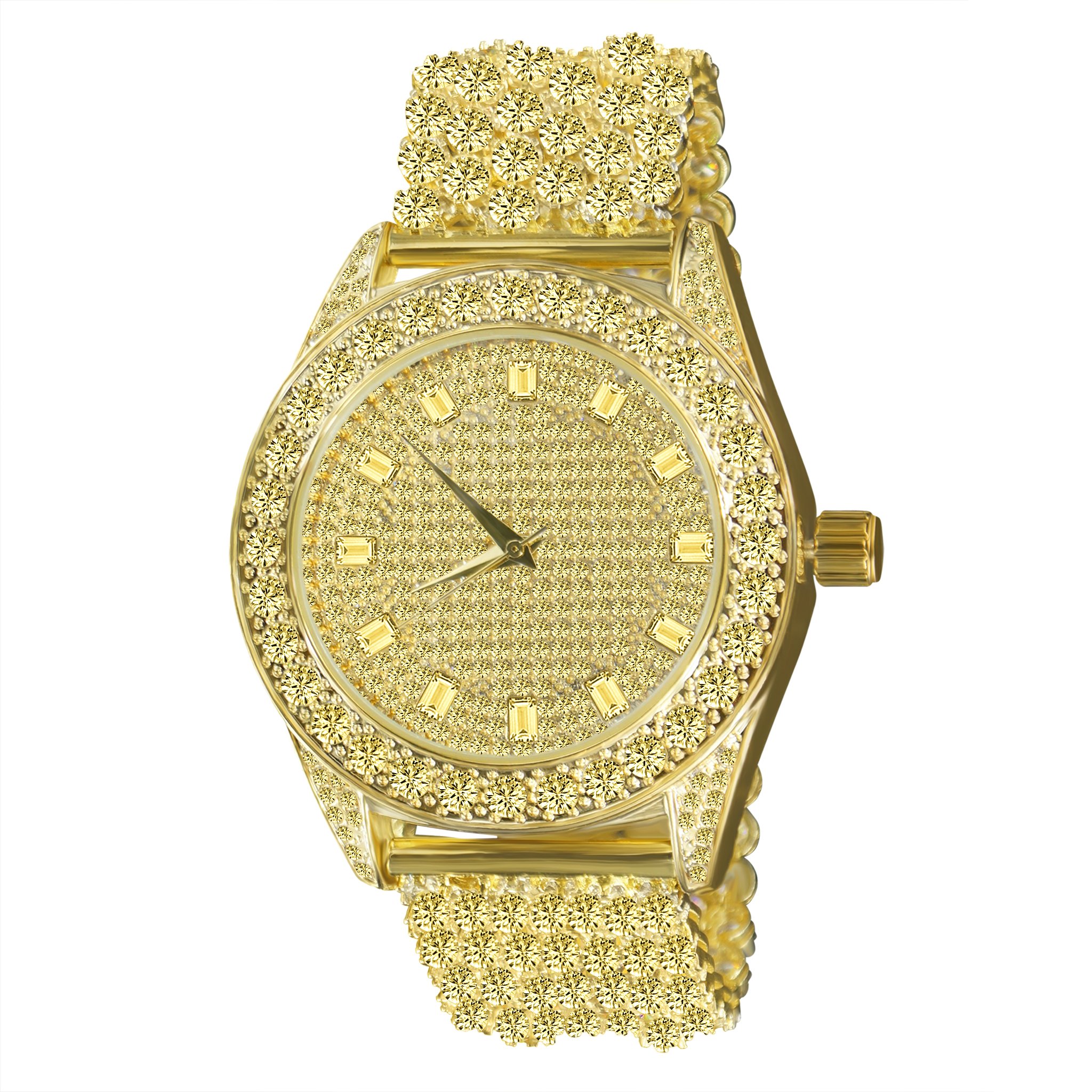 Majestic CZ Watch featuring a zirconia stone band and crystal clear dial, showcasing elegance and sophistication.