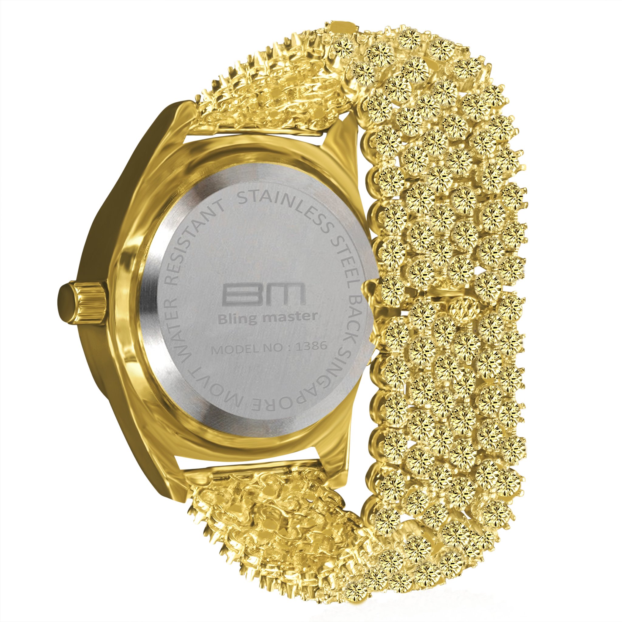 Majestic CZ Watch featuring a zirconia stone band and crystal clear dial, showcasing elegance and sophistication.