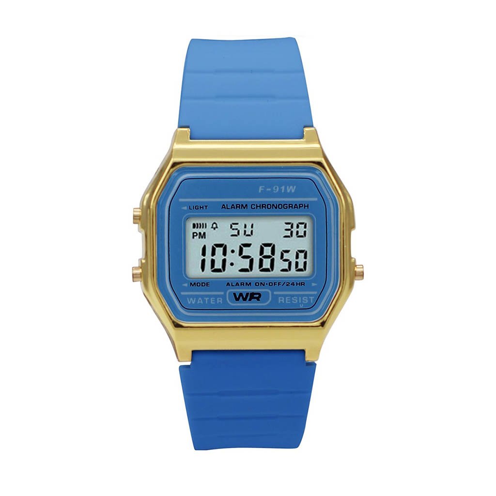 Martinez Blue Silicon Digital Watch with LCD display and plastic case, featuring a comfortable silicon band.