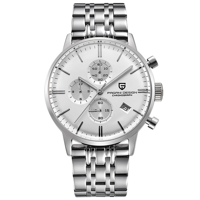 Men's Business Casual Calendar Quartz Watch with stainless steel strap and round dial, showcasing elegance and functionality.