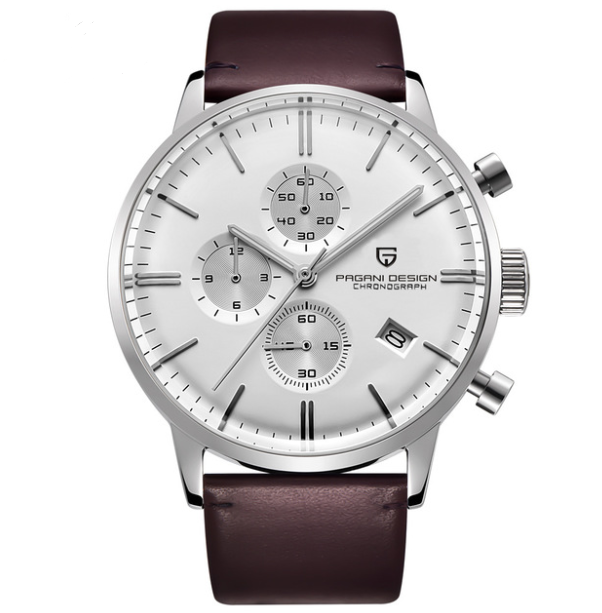 Men's Business Casual Calendar Quartz Watch with stainless steel strap and round dial, showcasing elegance and functionality.