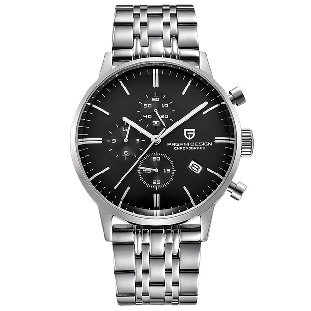 Men's Business Casual Calendar Quartz Watch with stainless steel strap and round dial, showcasing elegance and functionality.