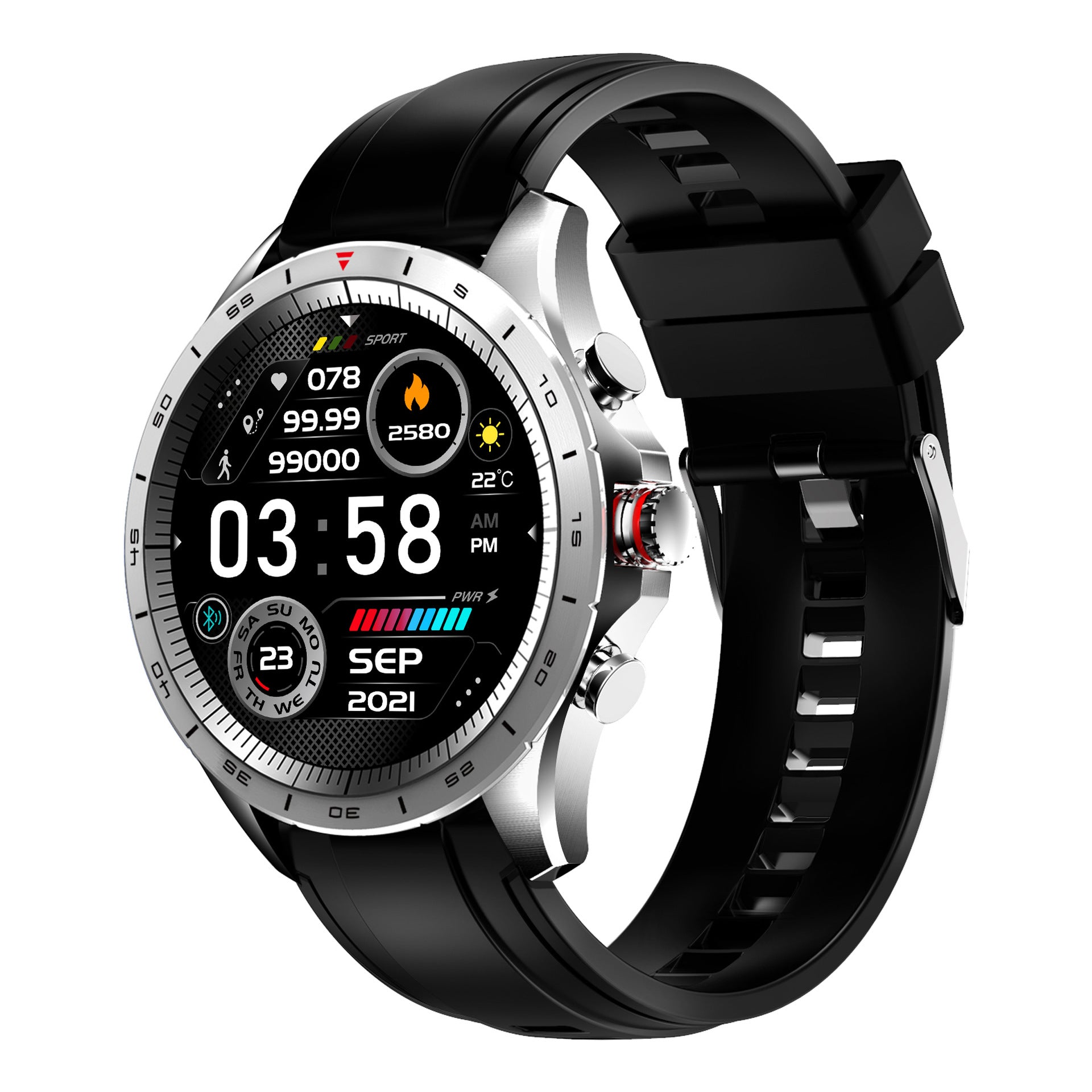 Men's Sports Business Smart Bracelet Watch with a sleek zinc alloy screen and silicone wristband, perfect for business and sports.