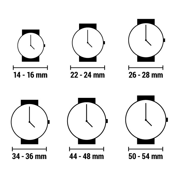 Watch face size comparison chart.