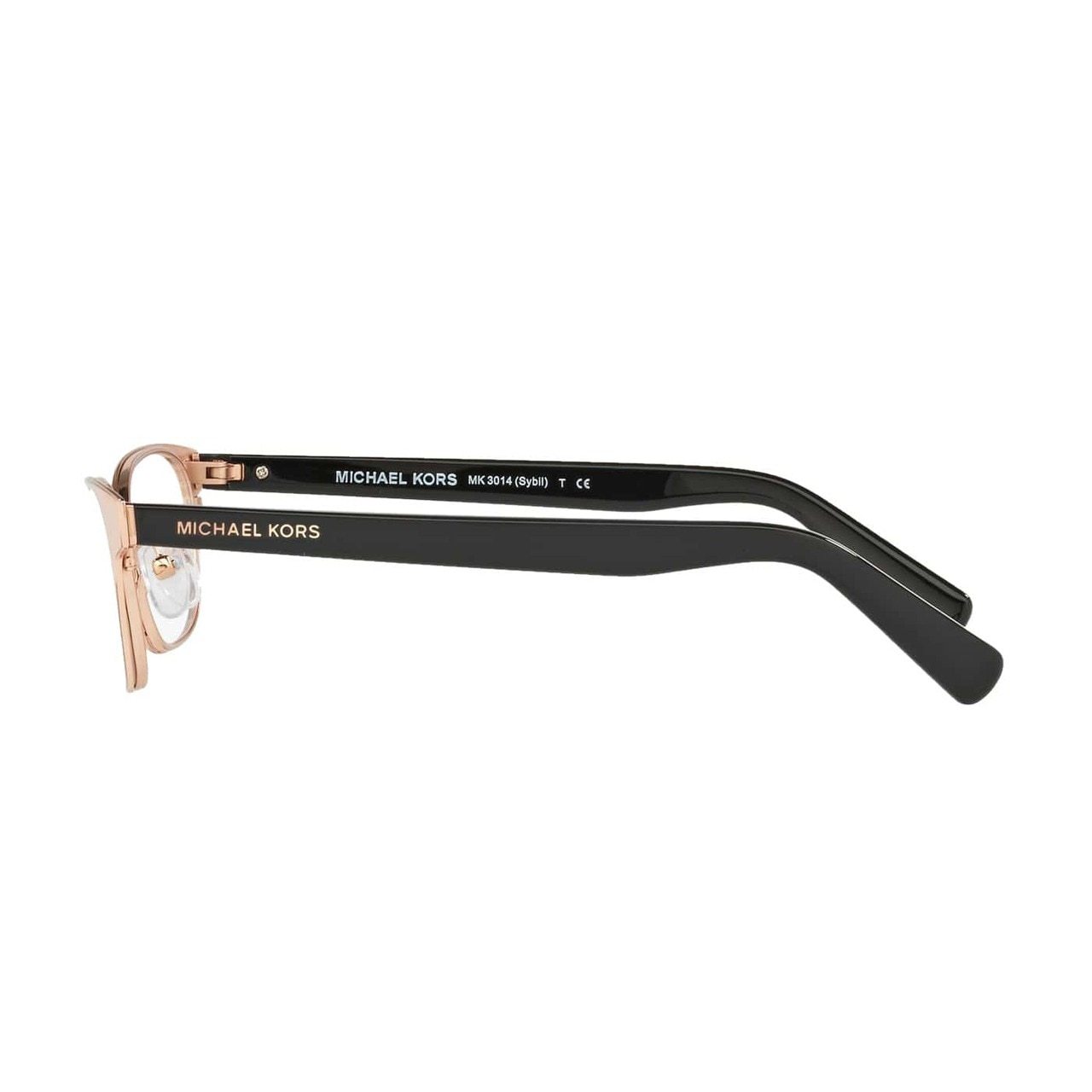 Michael Kors MK 3014-1152 Sybil Rose Gold Oval Women's Metal Eyeglasses showcasing a stylish rose gold frame and oval design.