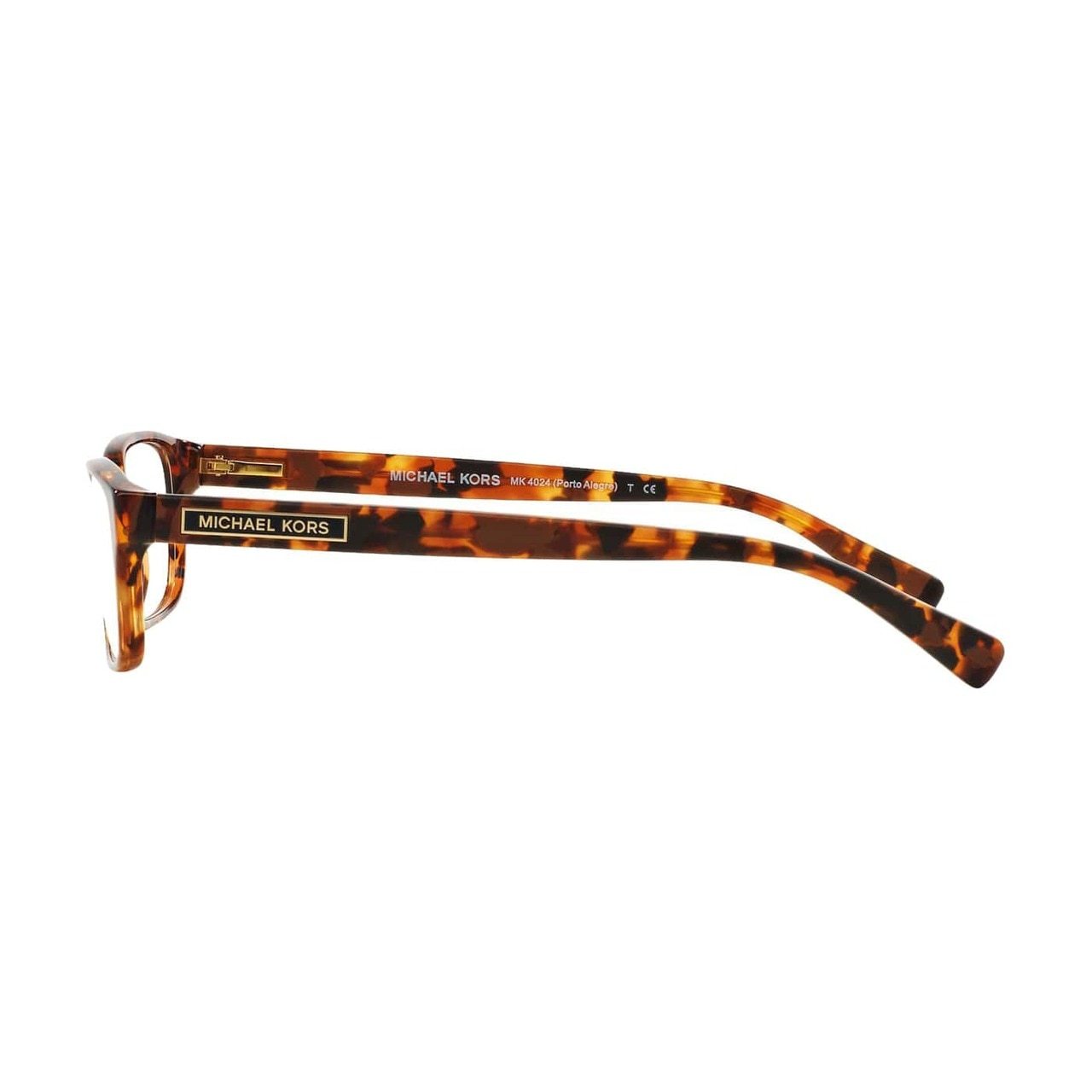 Michael Kors MK 4024-3066 Porto Alegre Brown Tortoise Rectangular Women's Eyeglasses showcasing a stylish full-rim design with a brown tortoise pattern.