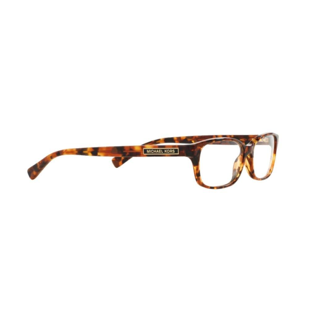 Michael Kors MK 4024-3066 Porto Alegre Brown Tortoise Rectangular Women's Eyeglasses showcasing a stylish full-rim design with a brown tortoise pattern.