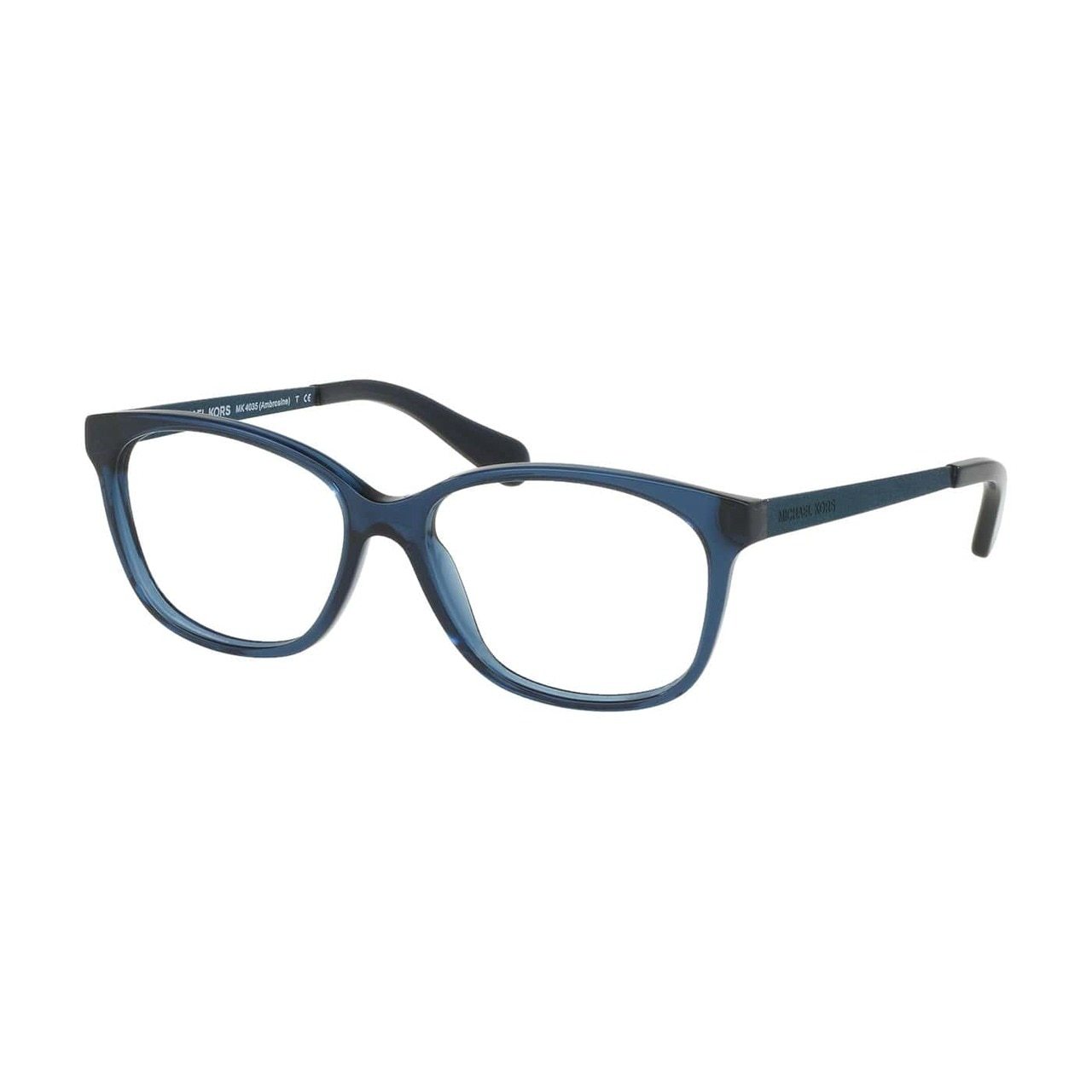 Michael Kors MK 4035-3199 Ambrosine Navy Rectangular Women's Acetate Eyeglasses showcasing a stylish navy frame and rectangular lenses.