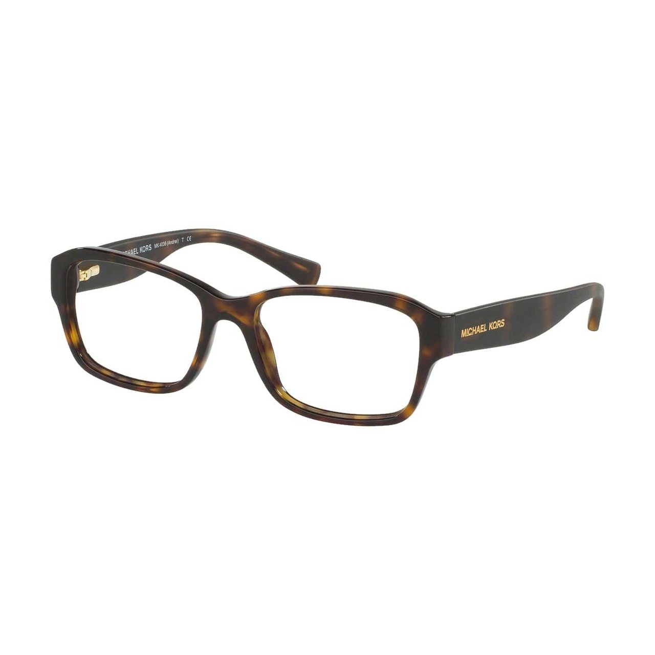 Michael Kors MK 4036-3207 Andrei Dark Tortoise Rectangular Women's Eyeglasses showcasing a stylish full-rim design and dark tortoise frame.